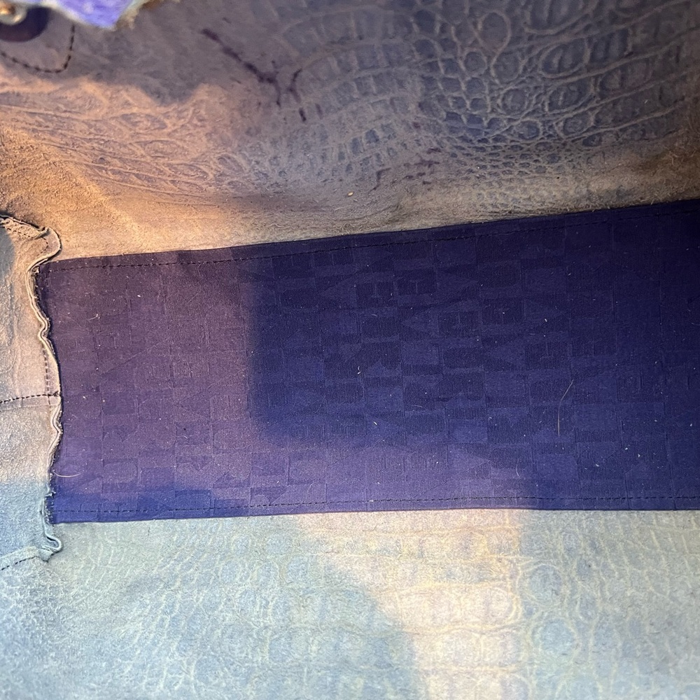 FURLA LEATHER (CANDY BAG) CROCODILE EMBOSSED SATCHEL TOTE PURPLE/BLUE - Picture 12 of 15